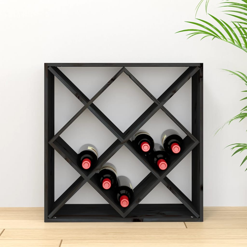 vidaXL Szafka na wino, czarny, 62x25x62 cm, lite drewno sosnowe
