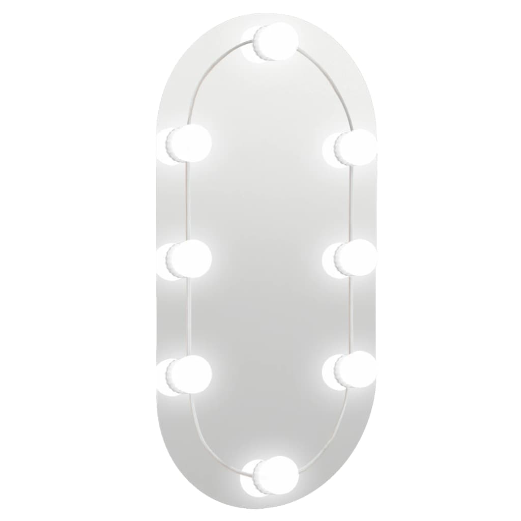 vidaXL Lustro z lampami LED, 60x30 cm, szklane, owalne
