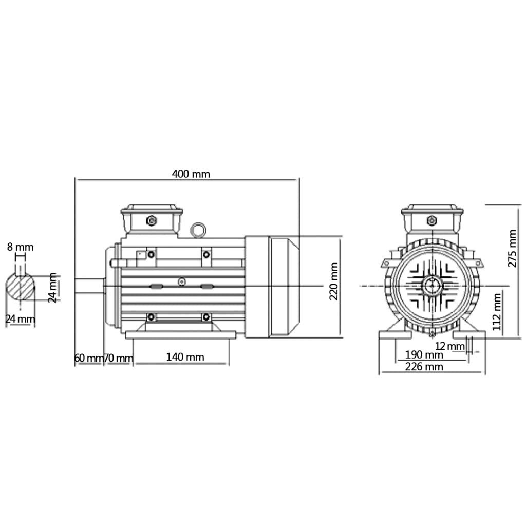vidaXL Silnik elektr. 3-fazy, aluminium, 4 kW/5,5 KM 2 P 2840 obr./min