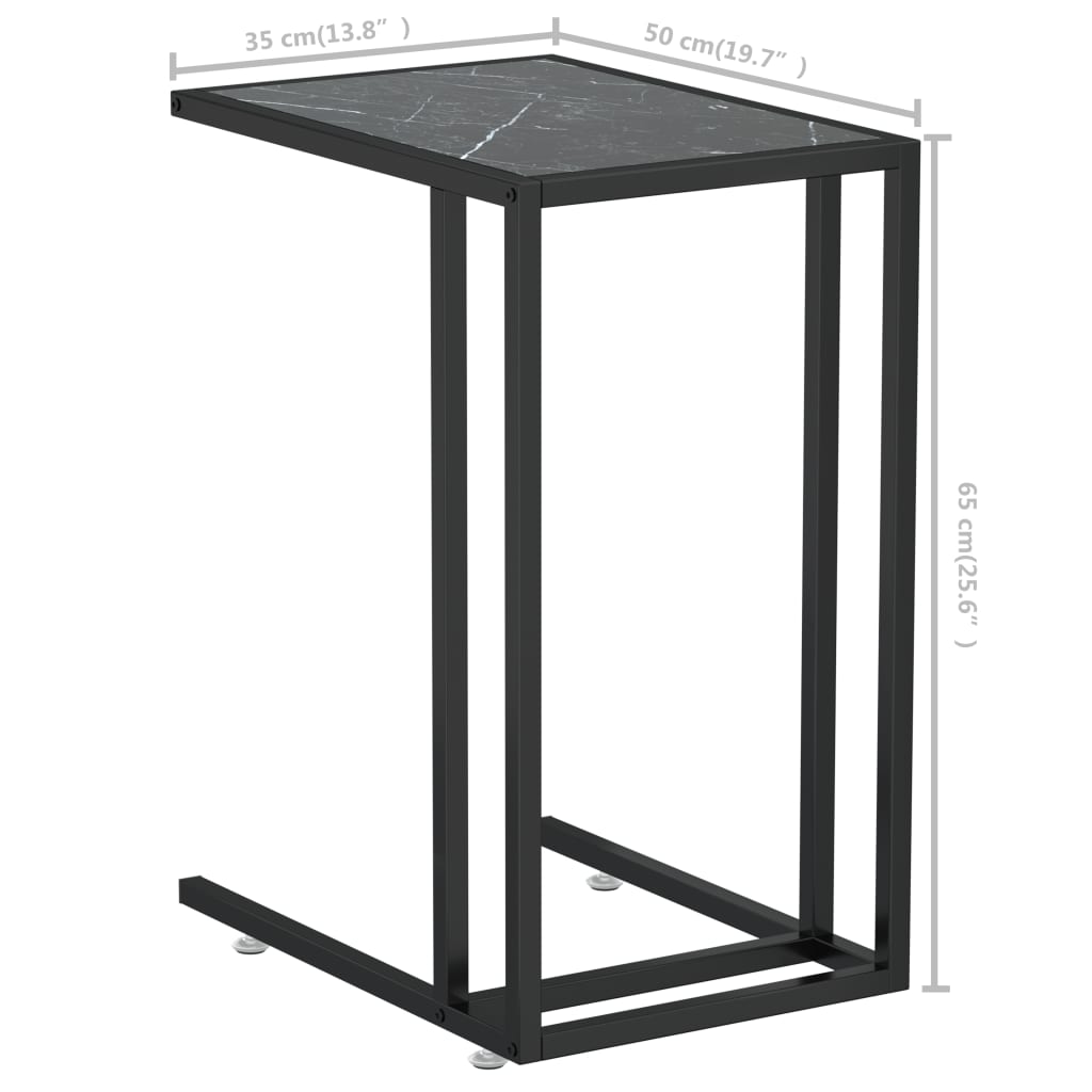vidaXL Komputerowy stolik boczny, czarny marmur, 50x35x65 cm