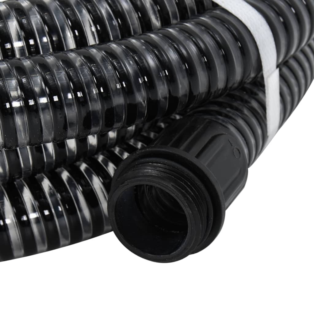 vidaXL Wąż ssący z mosiężnymi złączami, czarny, 1,1" 25 m, PVC