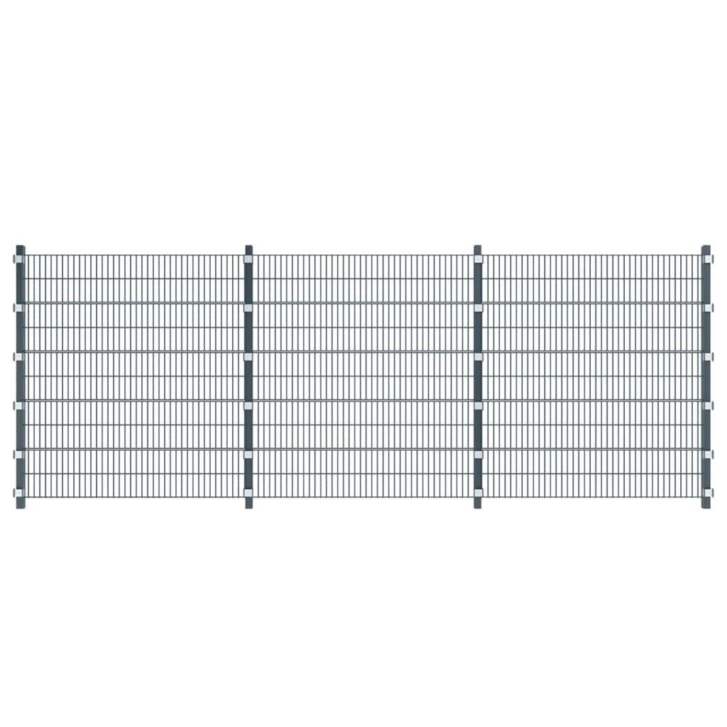 vidaXL Panele ogrodzeniowe, 2 szt., żelazo, łącznie 12 m, antracytowe