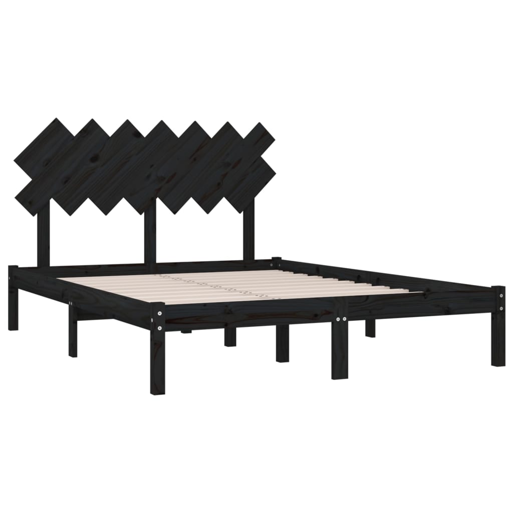 vidaXL Rama łóżka, czarna, 140x200 cm, lite drewno