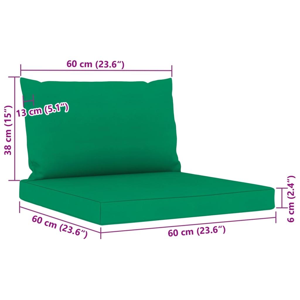 vidaXL 10-cz. zestaw wypoczynkowy do ogrodu, zielone poduszki