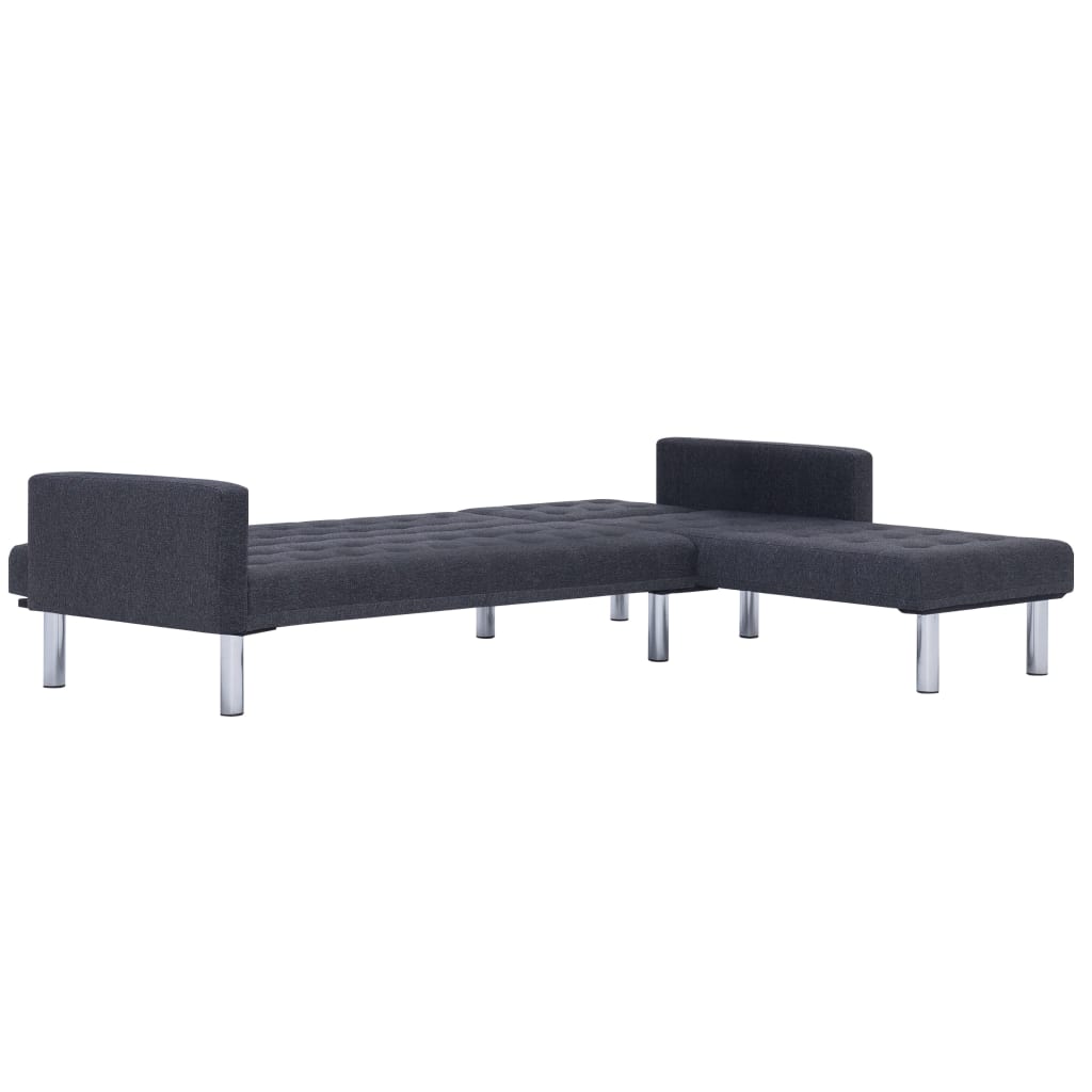 vidaXL Sofa w kształcie litery L, ciemnoszara, poliester
