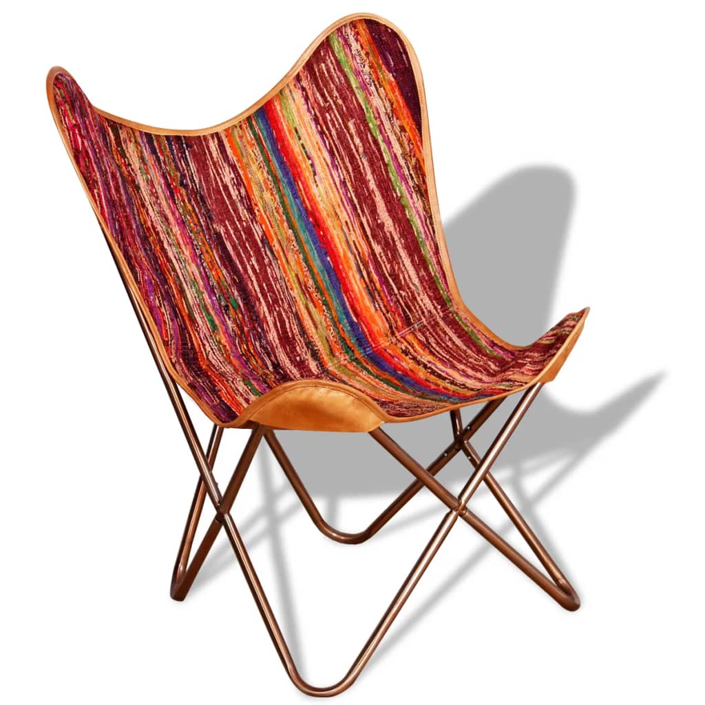 vidaXL Krzesło motyl, w stylu chindi, wielokolorowe, tkanina