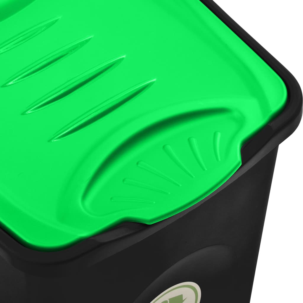 vidaXL Kosz na śmieci z pokrywą na zawiasie, 50 L, czarno-zielony