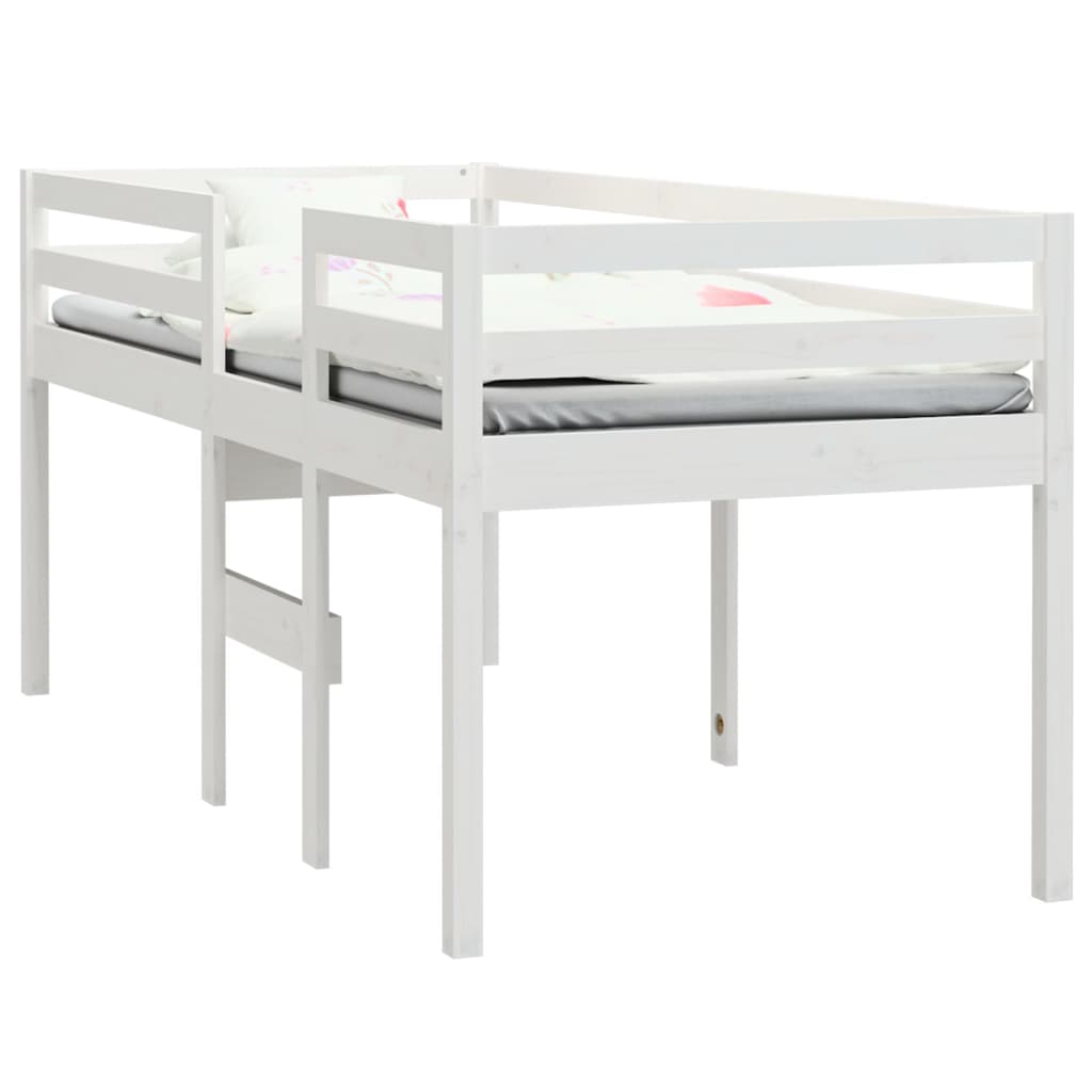 vidaXL Wysokie łóżko, białe, 90x190 cm, lite drewno sosnowe