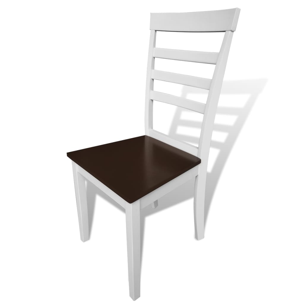 vidaXL Krzesła stołowe, 4 szt., biało-brązowe, lite drewno i MDF