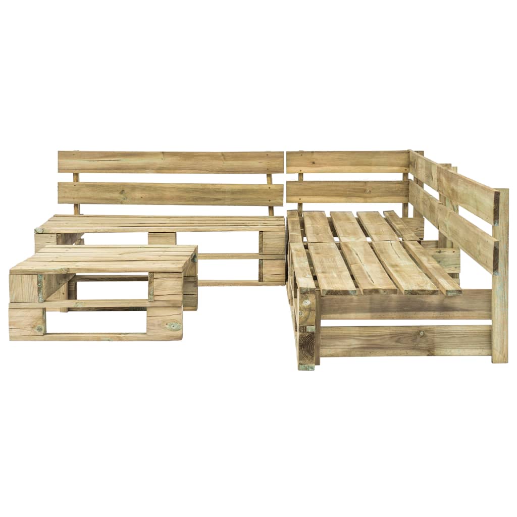 vidaXL 4-cz. zestaw ogrodowy, piaskowe poduszki, palety z drewna