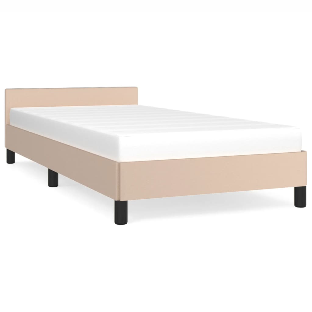 vidaXL Rama łóżka z zagłówkiem, cappuccino, 80x200 cm, sztuczna skóra