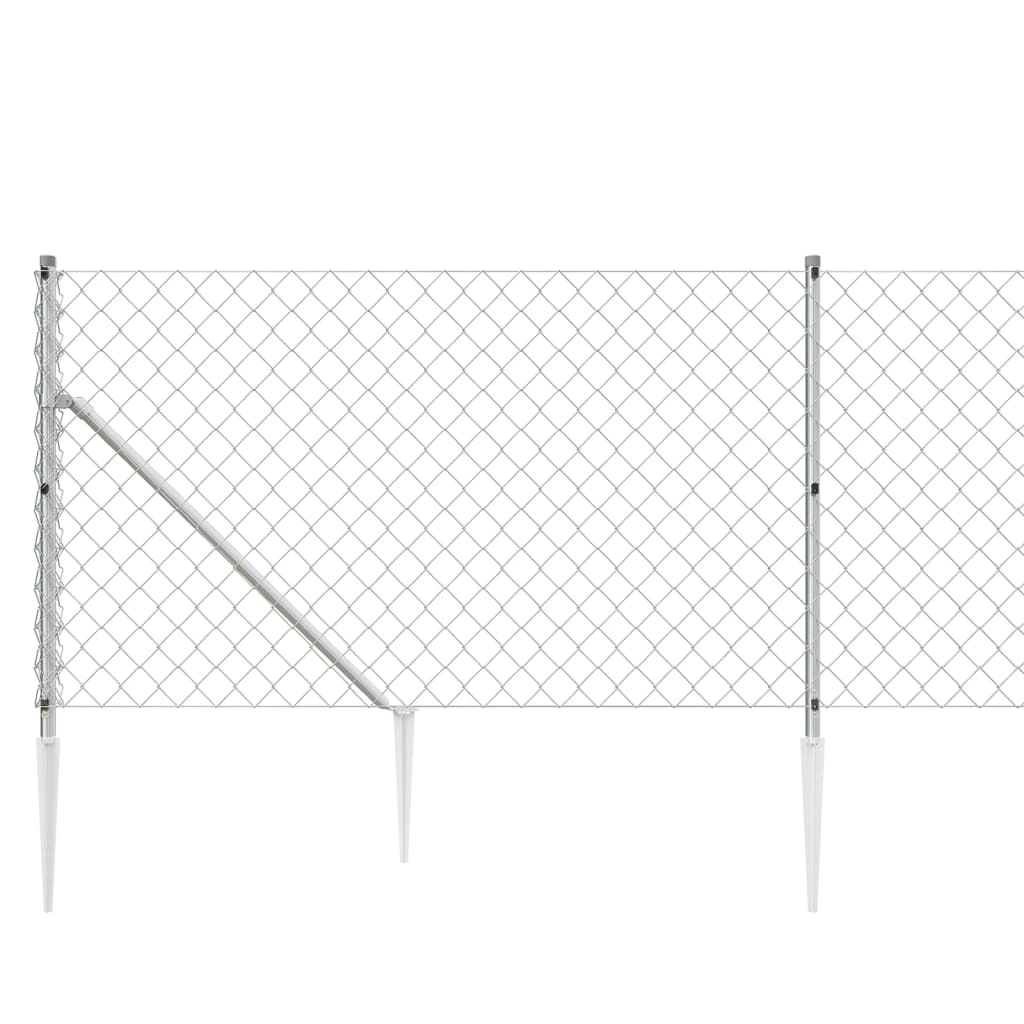 vidaXL Ogrodzenie z siatki, z kotwami, srebrne, 0,8x10 m