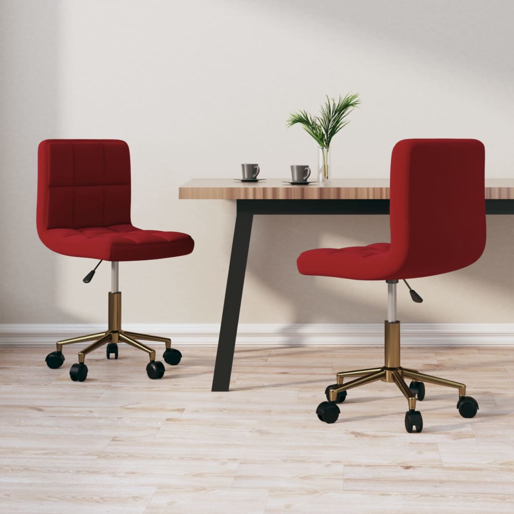vidaXL Obrotowe krzesła stołowe, 2 szt., winna czerwień, aksamitne