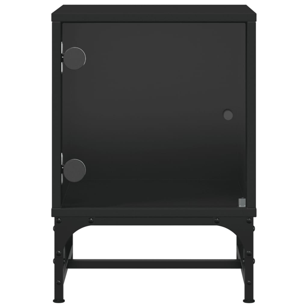 vidaXL Szafka nocna ze szklanymi drzwiami, czarna, 35x37x50 cm
