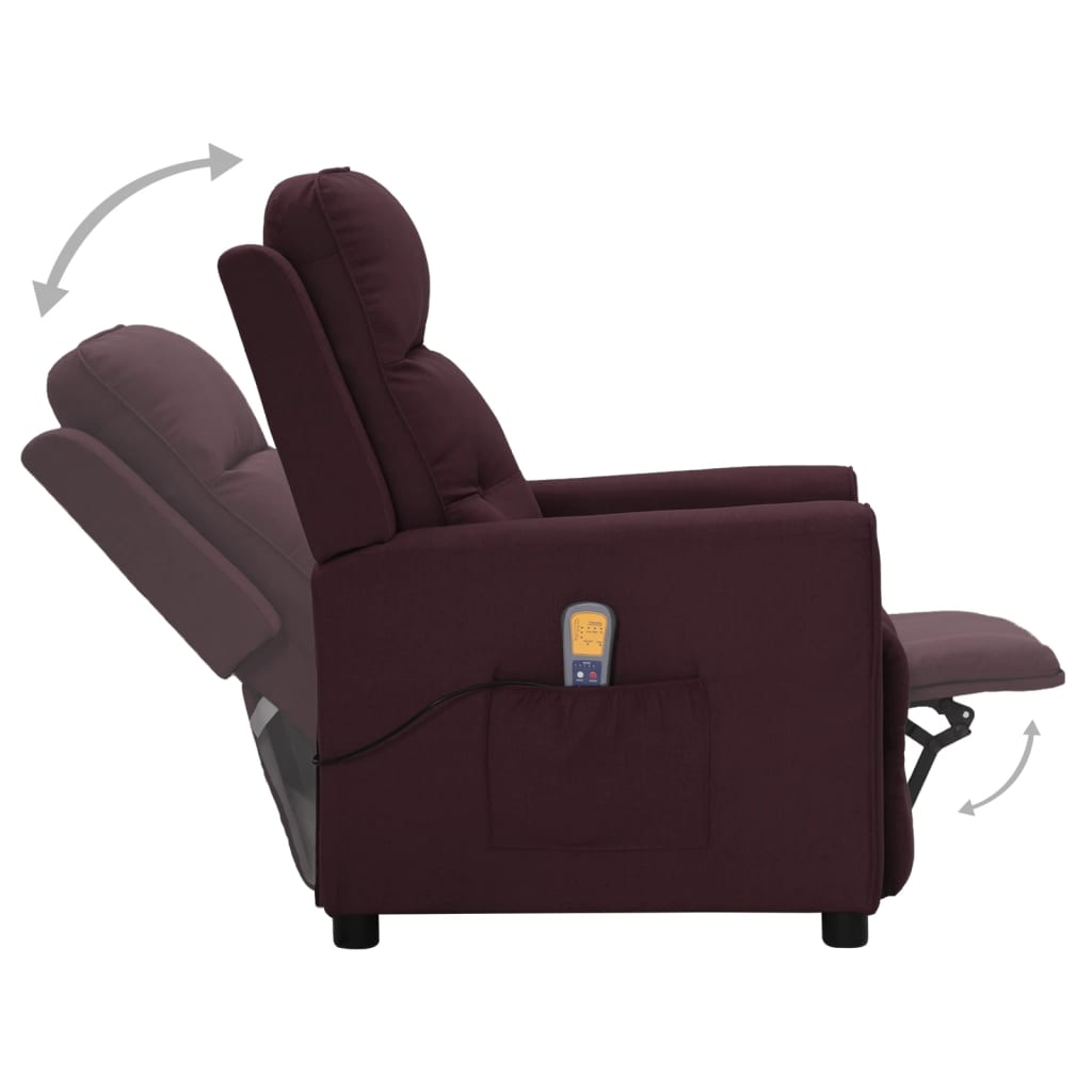 vidaXL Rozkładany fotel masujący, ułatwiający wstawanie, fioletowy