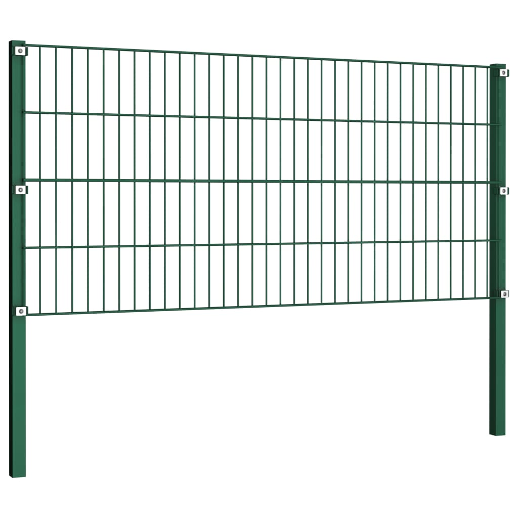 vidaXL Panel ogrodzeniowy ze słupkami, żelazny, 13,6 x 0,8 m, zielony