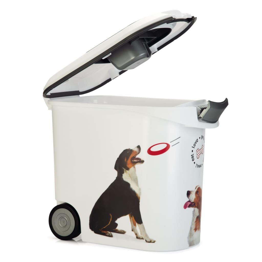 Curver Pojemnik na karmę dla zwierząt, z kółkami, 35 L, wzór z psem