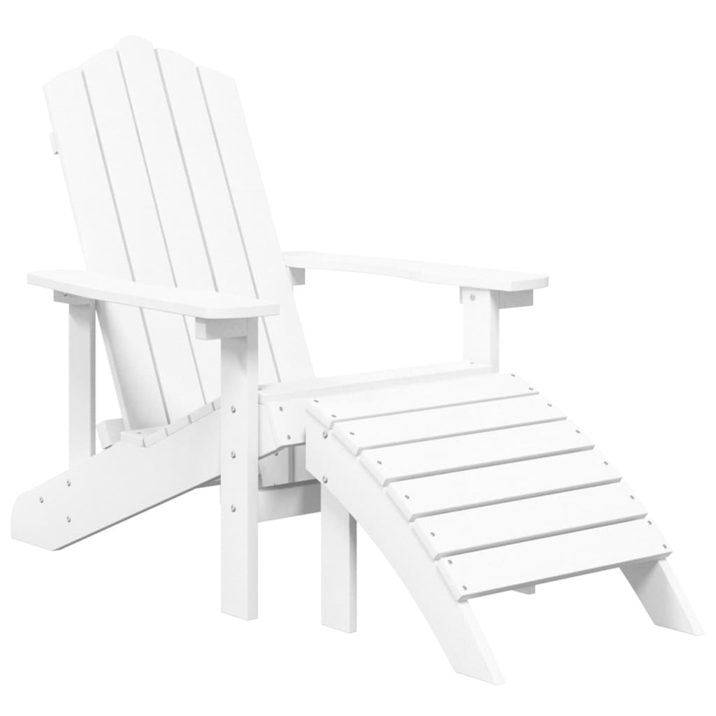 vidaXL Krzesła Adirondack z podnóżkami i stolikiem, HDPE, białe