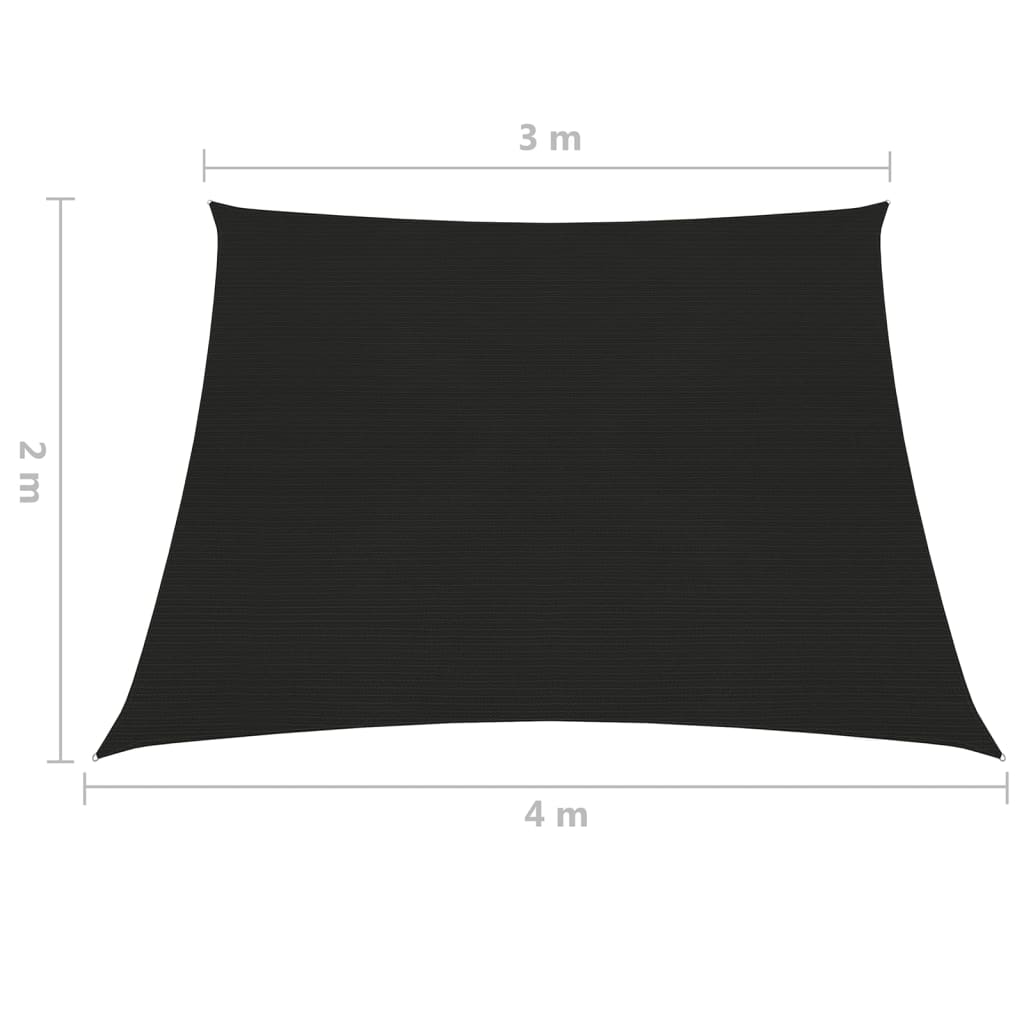 vidaXL Żagiel przeciwsłoneczny, 160 g/m², czarny, 3/4x2 m, HDPE