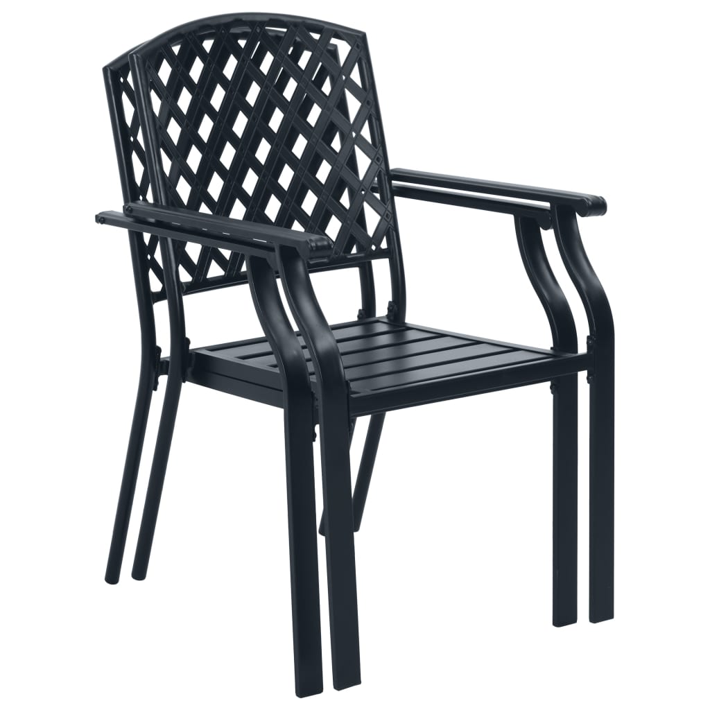 vidaXL Krzesła ogrodowe, 4 szt., kratkowane, stal, czarne
