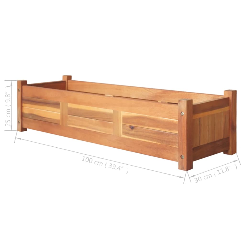 vidaXL Podwyższone donice, 2 szt., drewno akacjowe, 100x30x25 cm