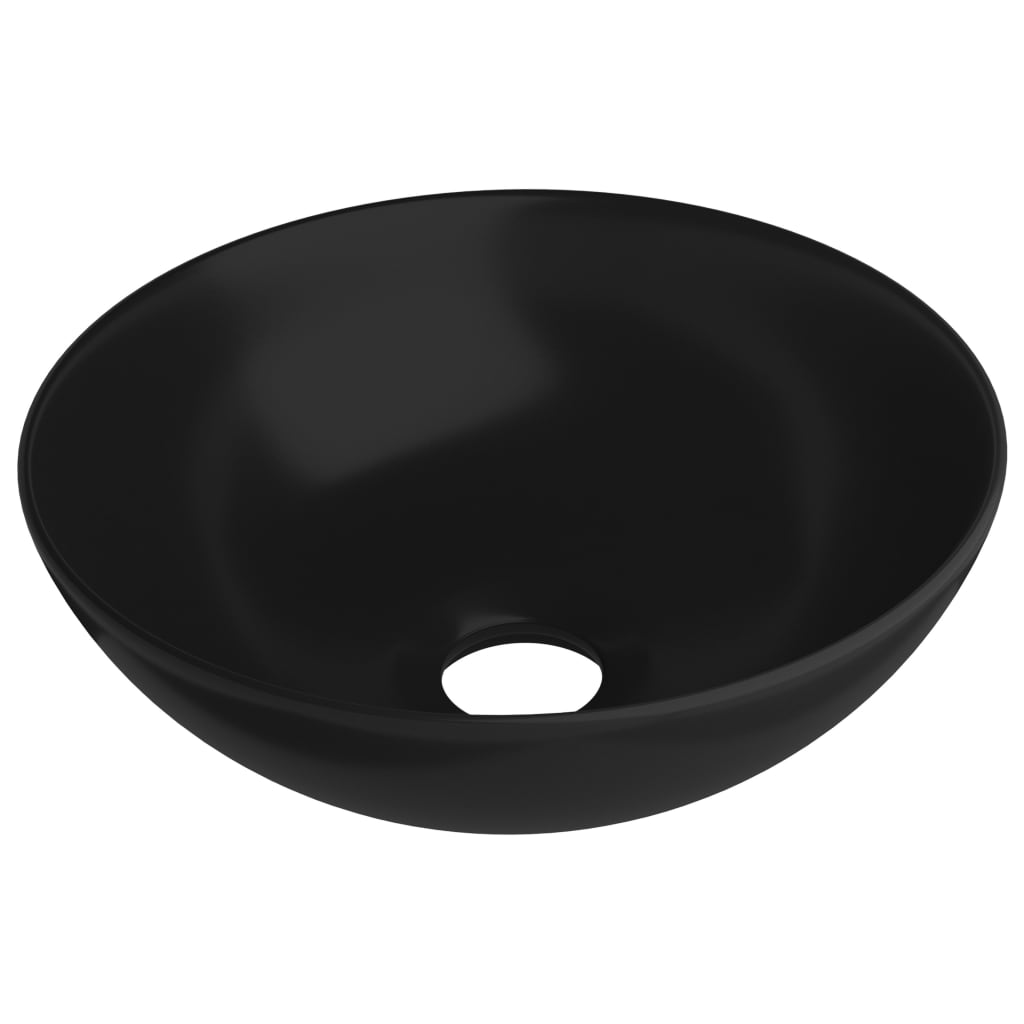 vidaXL Umywalka łazienkowa, ceramiczna, matowa czerń, okrągła