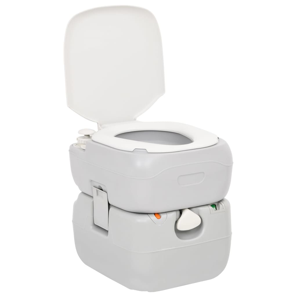 vidaXL Przenośna toaleta turystyczna, szaro-biała, 22+12 L, HDPE