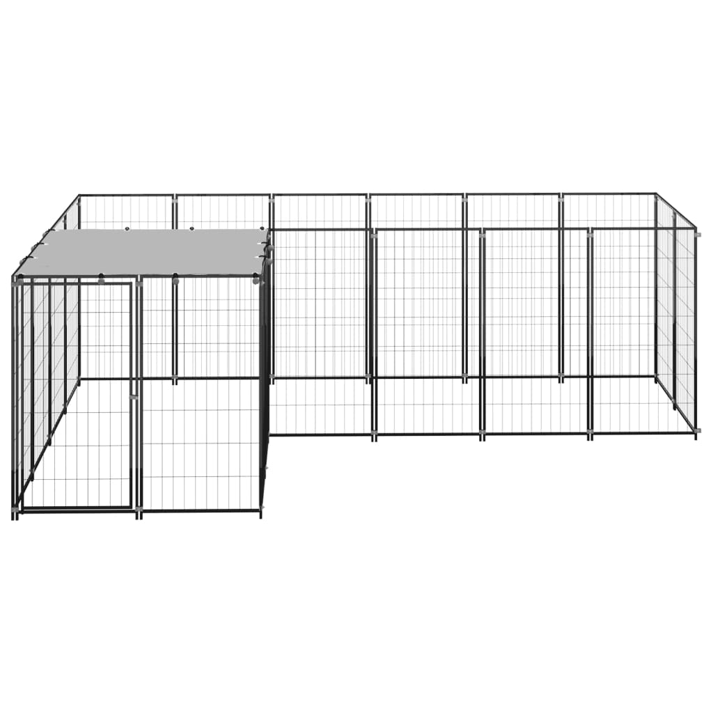 vidaXL Kojec dla psa, czarny, 4,84 m², stalowy