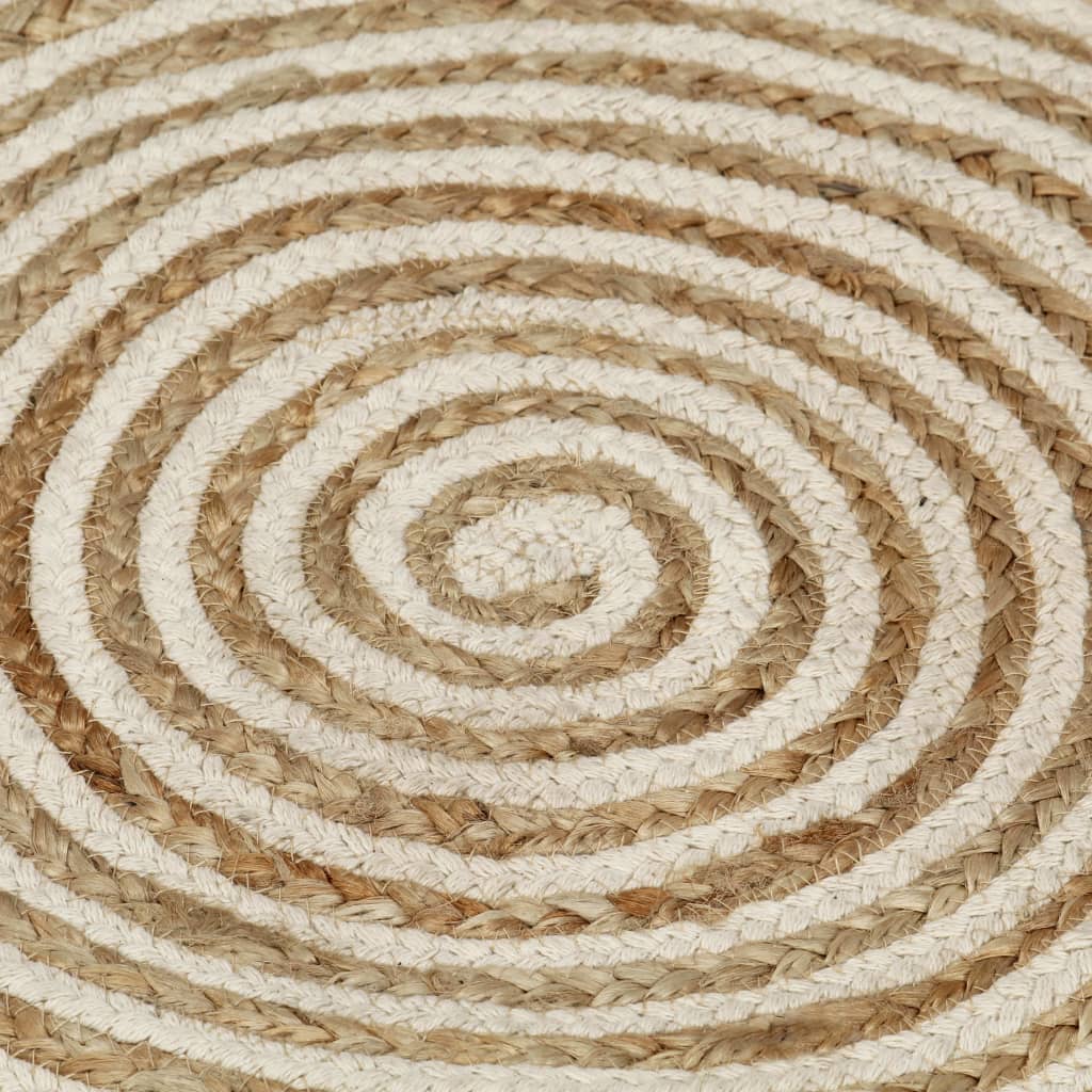 vidaXL Dywanik ręcznie wykonany z juty, spiralny wzór, biały, 120 cm