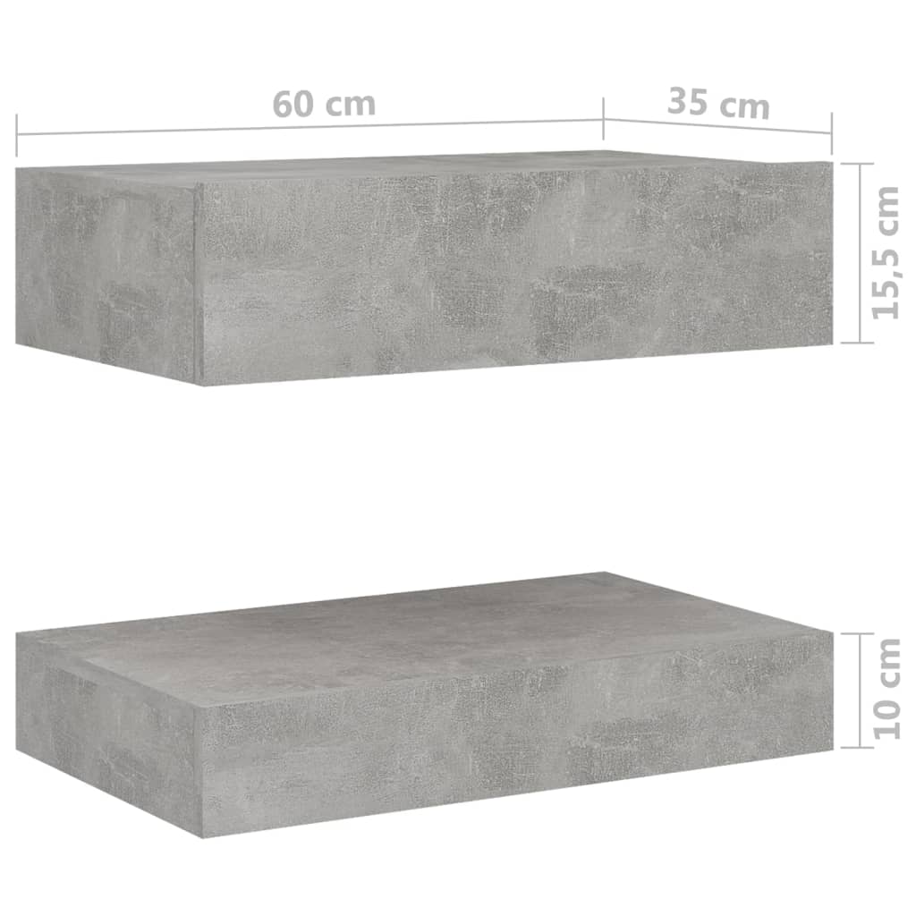 vidaXL Szafki nocne, 2 szt., szarość betonu, 60x35 cm, płyta wiórowa