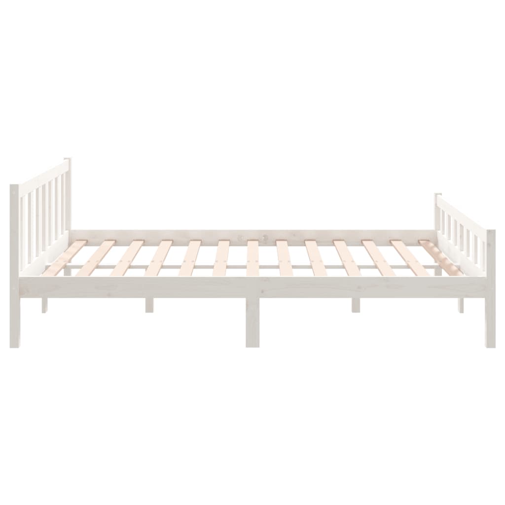 vidaXL Rama łóżka, biała, lite drewno, 140 x 200 cm