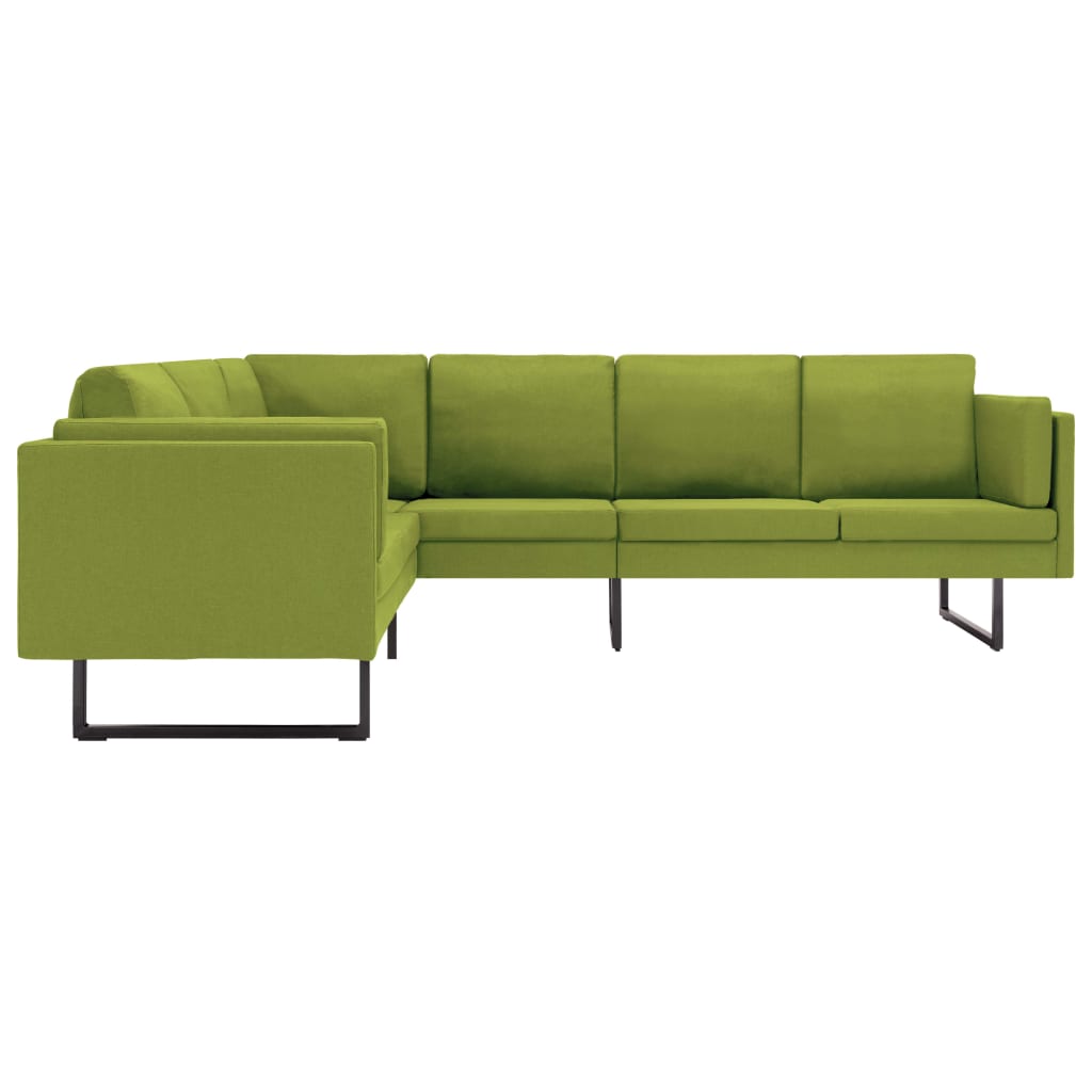 vidaXL Sofa narożna, zielona, tapicerowana tkaniną