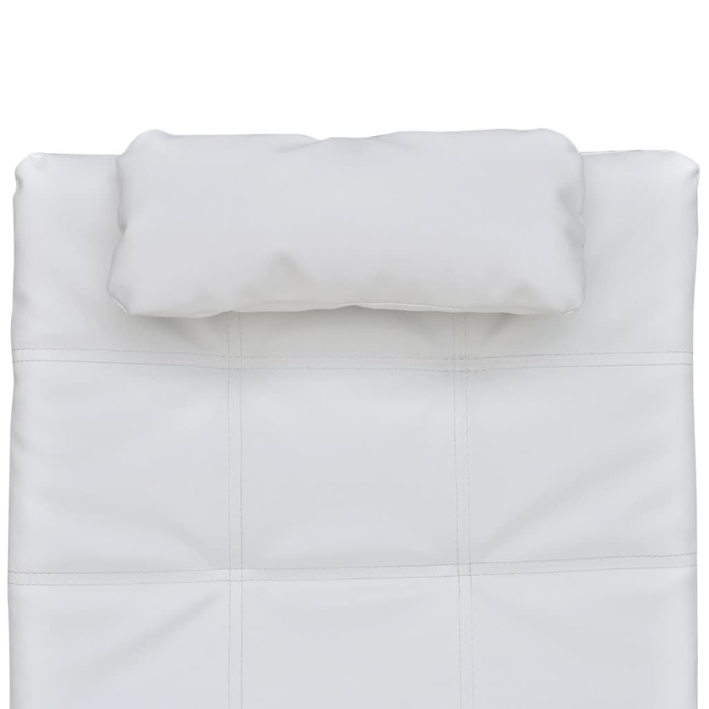 vidaXL Szezlong z poduszką, biały, sztuczna skóra