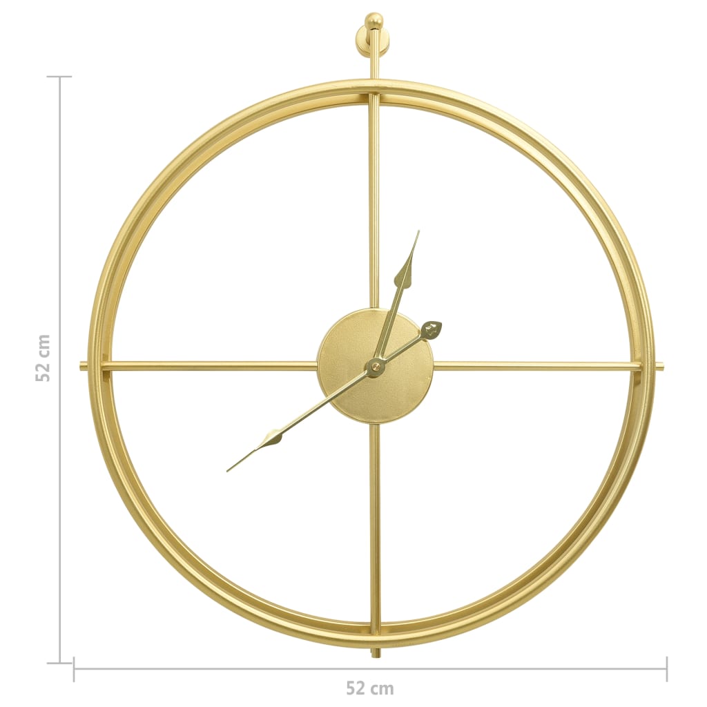 vidaXL Zegar ścienny, złoty, 52 cm, żelazo