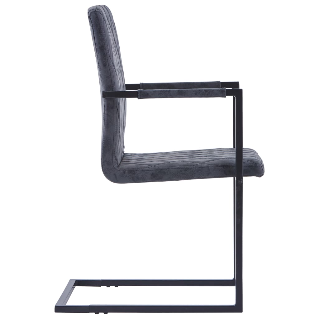 vidaXL Krzesła stołowe, 4 szt., wspornikowe, czarne, ekoskóra