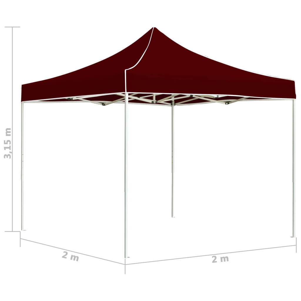 vidaXL Profesjonalny namiot imprezowy, aluminium, 2x2 m, bordowy