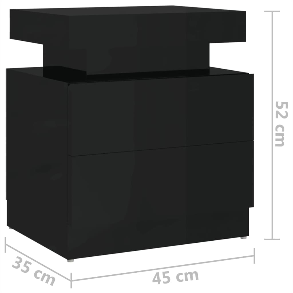 vidaXL Szafka nocna, czarna, wysoki połysk, 45x35x52 cm, płyta wiórowa