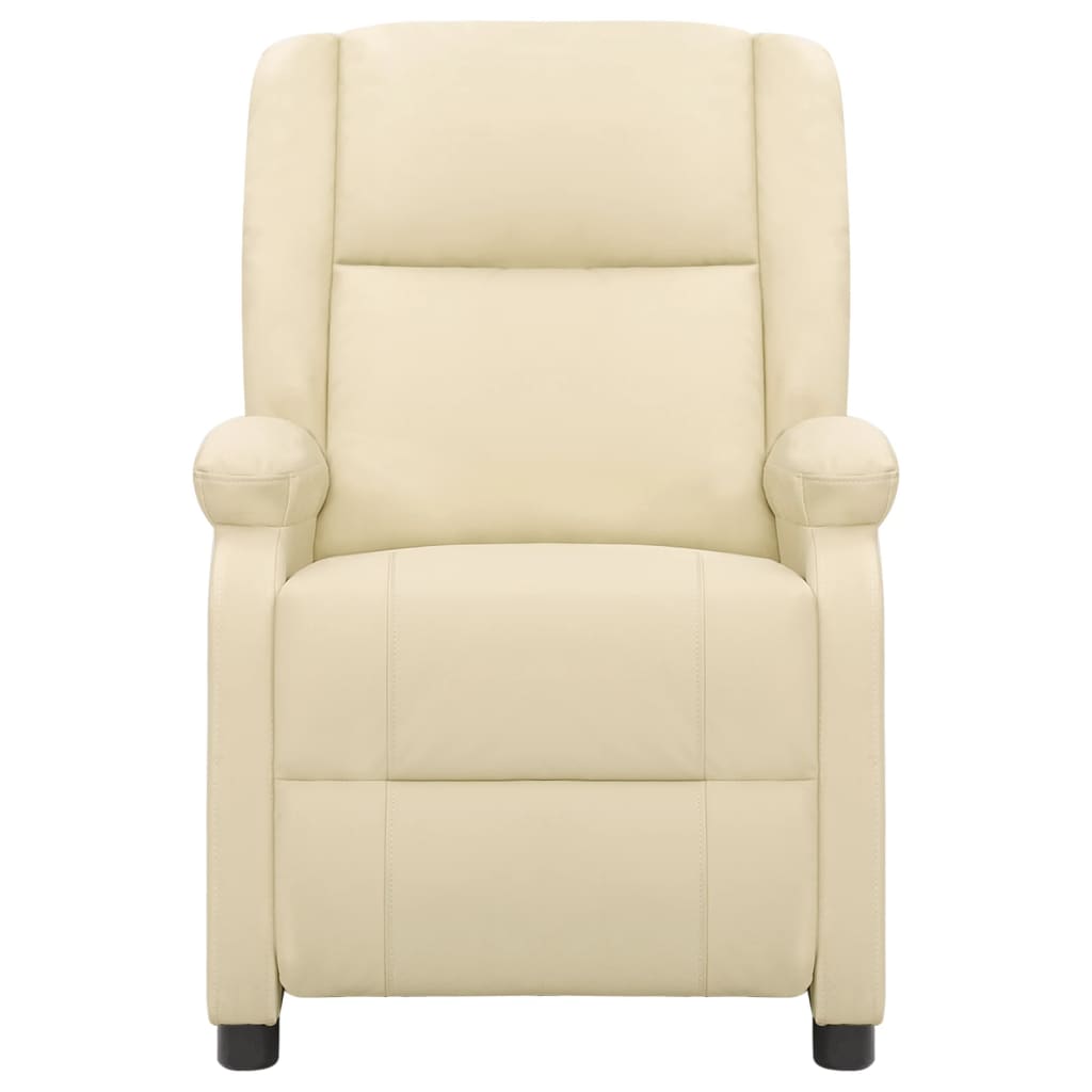 vidaXL Rozkładany fotel, kremowy, skóra naturalna