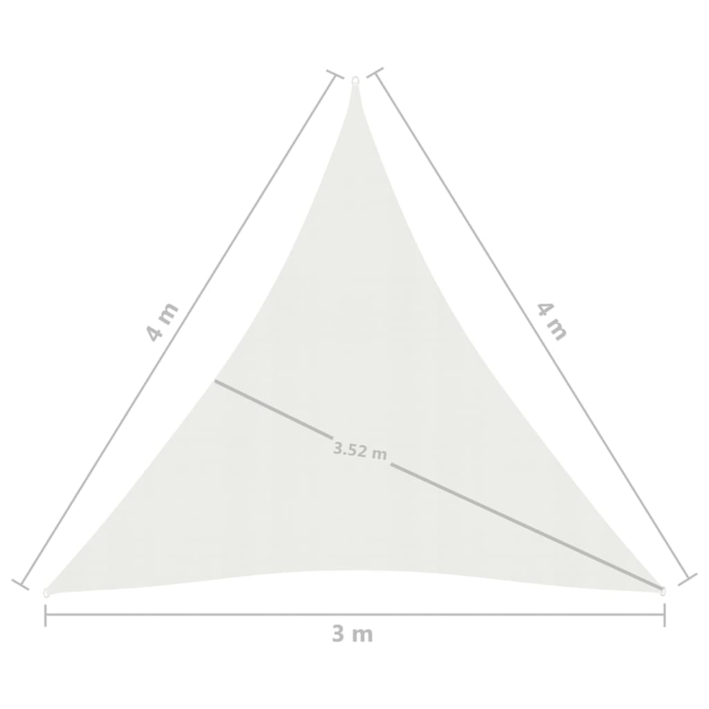vidaXL Żagiel przeciwsłoneczny, 160 g/m², biały, 3x4x4 m, HDPE