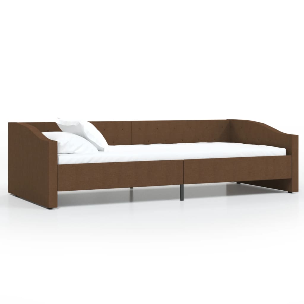 vidaXL Rama łóżka, USB, brązowa, tapicerowana tkaniną, 90x200 cm