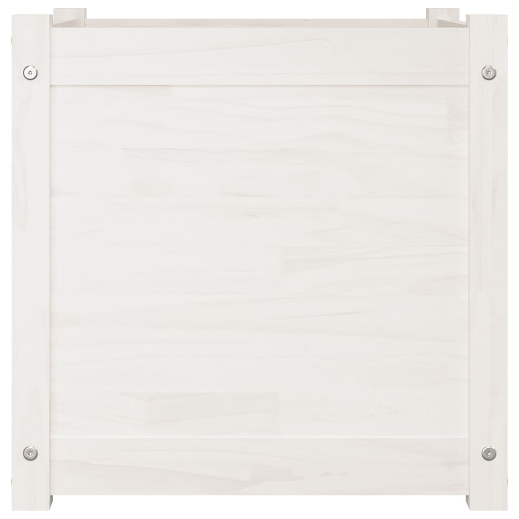 vidaXL Donice ogrodowe, 2 szt., białe, 50x50x50 cm, drewno sosnowe