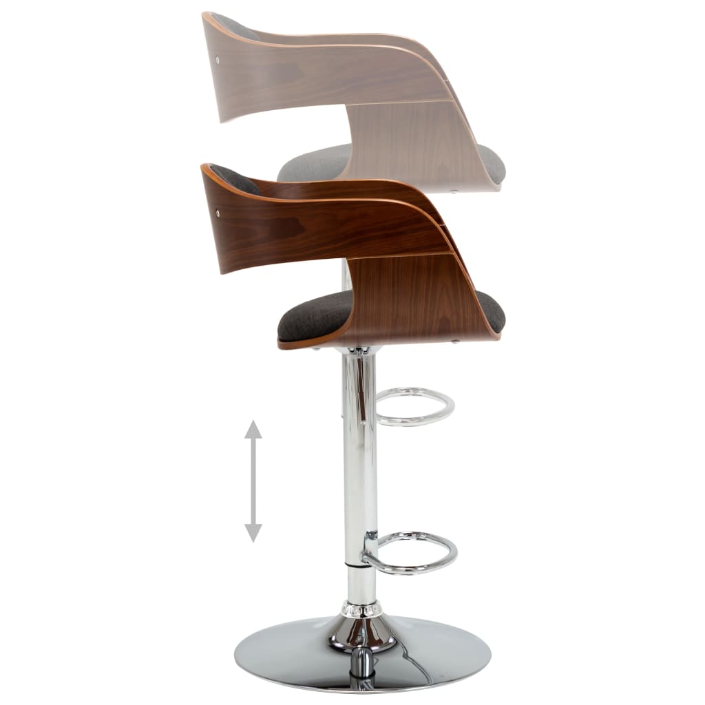 vidaXL Krzesło barowe, szare, gięte drewno i tkanina