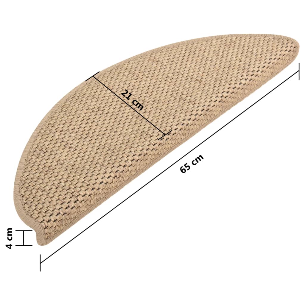 vidaXL Samoprzylepne nakładki na schody, 15 szt., 65x21x4 cm, piaskowe