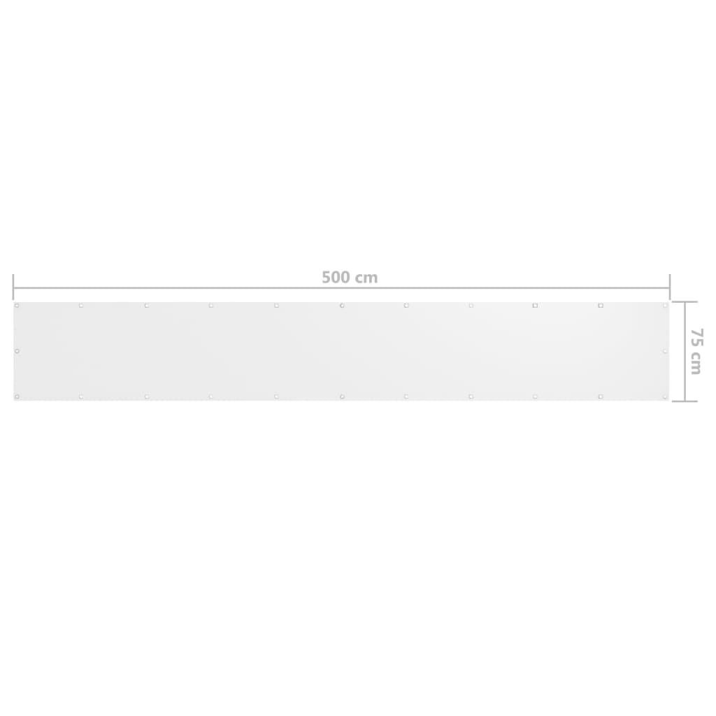vidaXL Parawan balkonowy, biały, 75x500 cm, tkanina Oxford
