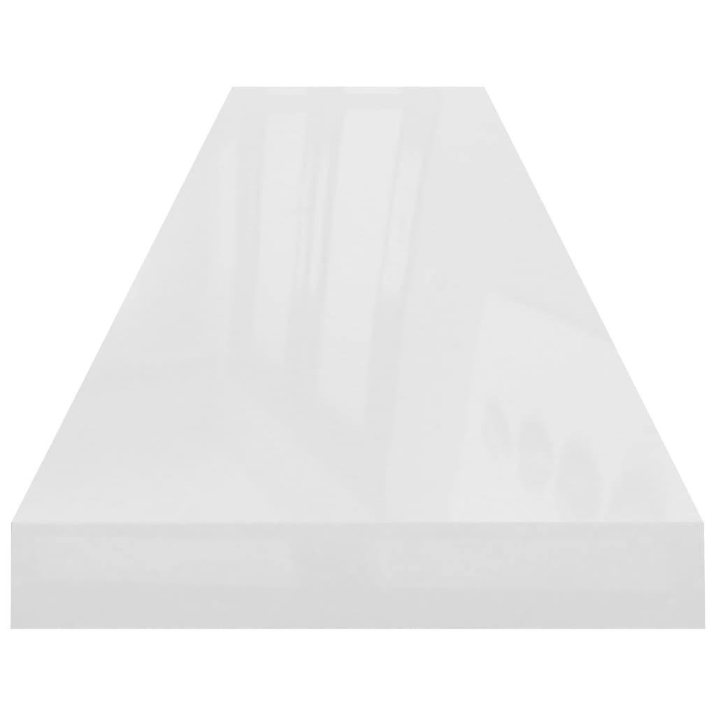 vidaXL Półki ścienne 2 szt., wysoki połysk, biel, 120x23,5x3,8 cm, MDF
