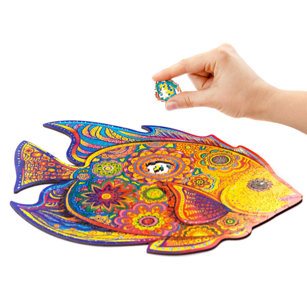 UNIDRAGON 196-częściowe, drewniane puzzle Shining Fish, M, 32x24 cm