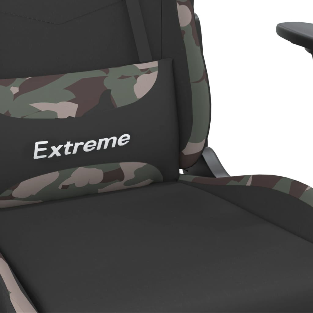 vidaXL Fotel dla gracza z podnóżkiem, czarny i moro, tkaniną