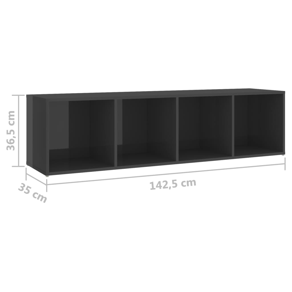 vidaXL Szafki TV, 2 szt., szare, wysoki połysk, 142,5x35x36,5 cm