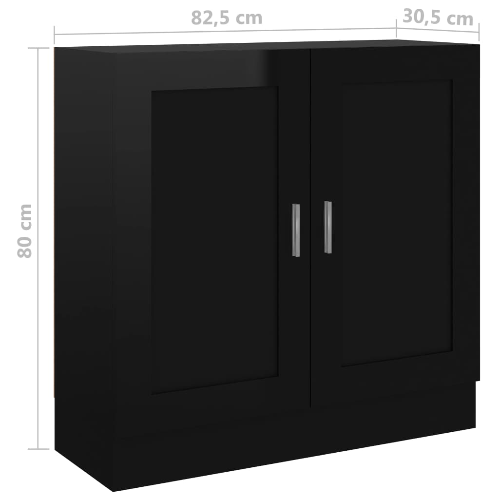 vidaXL Szafka na książki, czarna, wysoki połysk, 82,5 x 30,5 x 80 cm