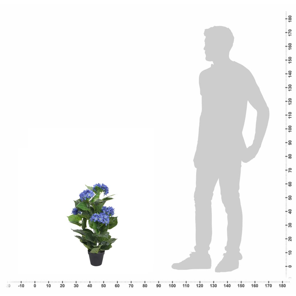 vidaXL Sztuczna hortensja z doniczką, 60 cm, niebieska